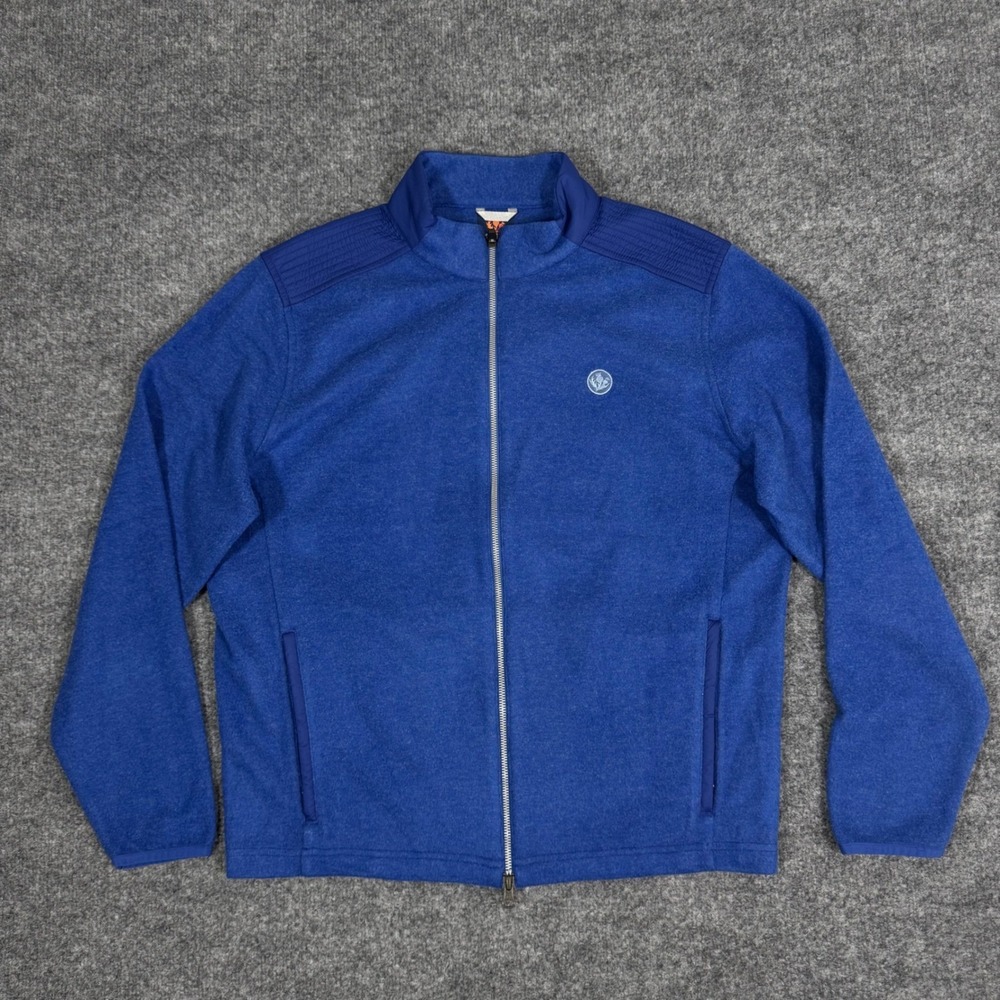 Donald Ross Sport Full Zip Fleece Jacket Men's Size Medium Blue Wool Blend EUC